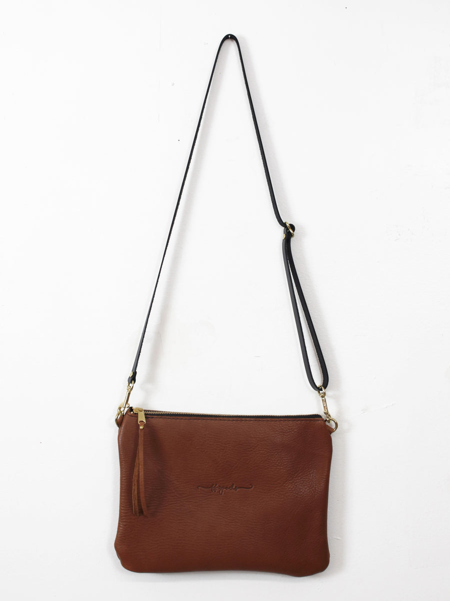 Small Brown leather cross body bag minimalist